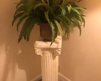 PAIR OF PEDESTALS  AND PLANTS