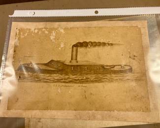 CSS Arkansas original Photo of drawing Albumen Print photo.   Also rare. 