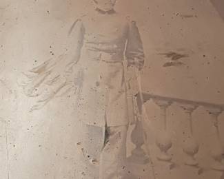 Confederate Civil War Officer with gilt sword. framed