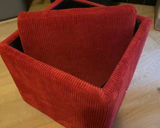 Christmas - small storage stool in red corduroy 