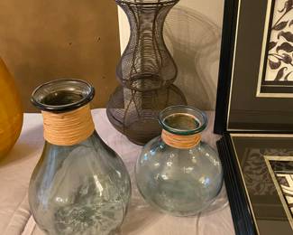 Jars & metal wrapped container 