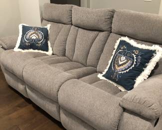 Almost new sofa with reclining end chairs