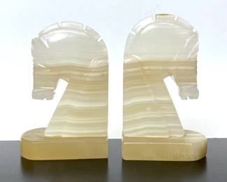 Vintage Onyx Horse Head Bookends