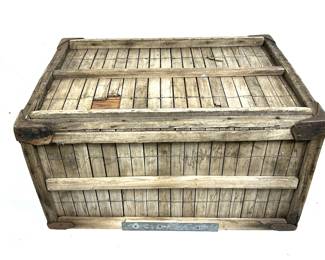Antique wooden shipping crate by GB Lewis Company in Watertown, WI made between 1900 and 1921 .......To register in order to place bids go to www.capitolsalesservices.hibid.com