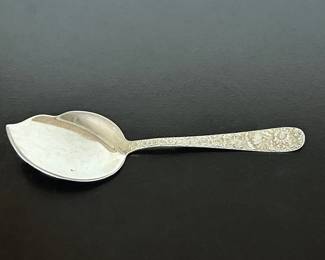 Antique Sterling Serving Spoon 'Repousse' by S. Kirk & Son, 1895