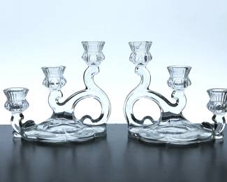 1930s Heisey Glass Candelabras