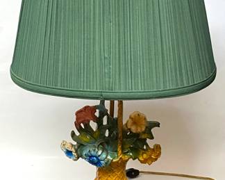 Antique cast iron door stop by Hubley which has been mounted as a table lamp