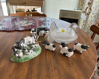 hen on nest cow figures