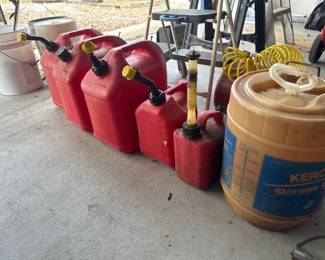 gas cans and kerosene can