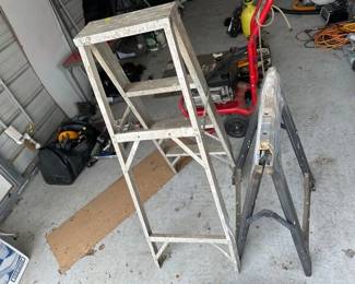 ladder and saw horse