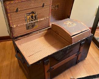 Beautifully Lined Antique Steamer Trunk