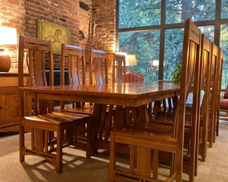 Gorgeous!!  Simply Amish - Markley Missing Dining Table | (8) Simply Amish Aspen Side Chairs