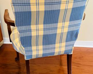 12	$90 	
Blue & cream plaid chair 23 1/2"" x 35 1/2T"	