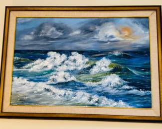21	$150 	
GA Grace signed oil on canvas 42x30 The Waves 									