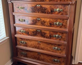 35	$575 	
Antique burlwood 6 chest of drawers 43Wx19Dx56	