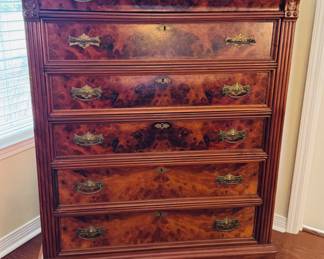 35	$575 	
Antique burlwood 6 chest of drawers 43Wx19Dx56	