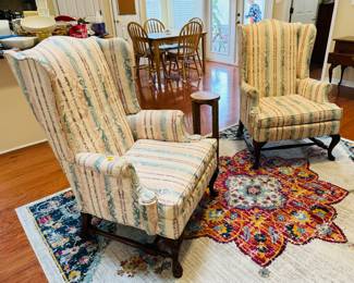19	$200 	
Pair of wing back chairs stripes & floral 	