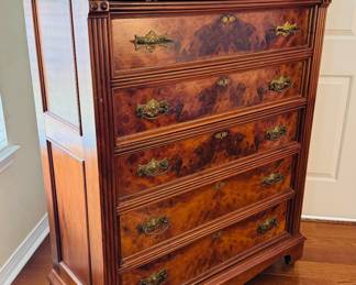35	$575 	
Antique burlwood 6 chest of drawers 43Wx19Dx56	
