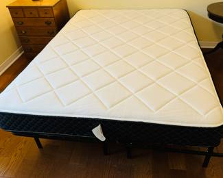 25	$150 	
Queen mattress on metal frame 	