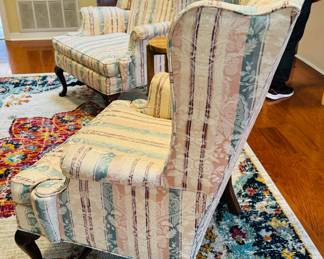 19	$200 	
Pair of wing back chairs stripes & floral 	