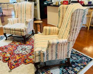 19	$200 	
Pair of wing back chairs stripes & floral 	