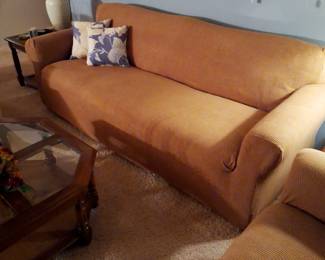 This couch is an excellent condition and is super comfy!  I purchased Amazon covers to update the look!