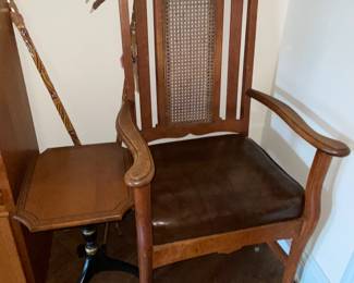 Antique chair and small tripod leg table 