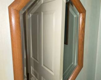 wood framed beveled  mirror