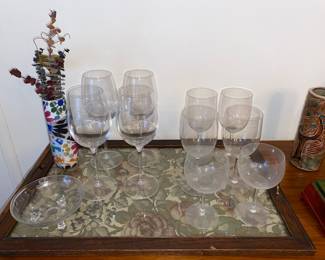 Some of the varied barware/glassware
