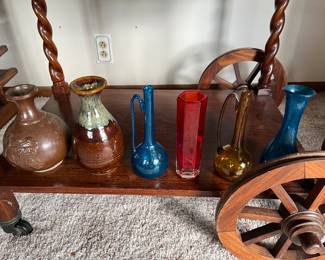 Large selection of vintage pottery and glassware.