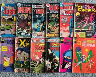 Collection of vintage comic books.