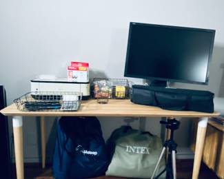 Ikea task desk , Son TV, blow up beds