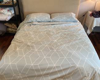 Custom queen bed with organic mattress