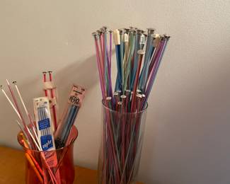 Assortment of knitting and crochet needles