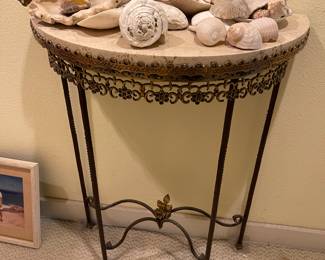 French Marble topped demi lune table regency style 