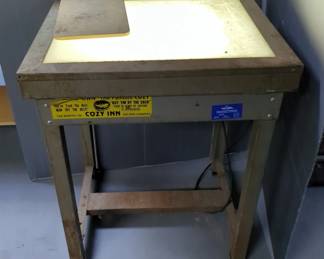 Vintage Lighted Drawing Table, 37" x 30" x 25", Powers on