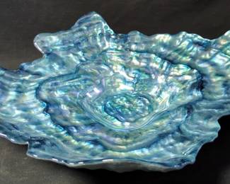 Art Glass Assortment, Including 18.5" Oyster Shaped Bowl, 12" Vase, Dynasty Gallery No. 91167 Paper Weight, Eggs, And More