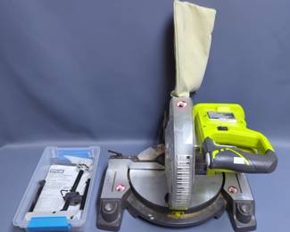 Ryobi One+ 18V Cordless Miter Saw, Model P552, With Accessories, Powers On