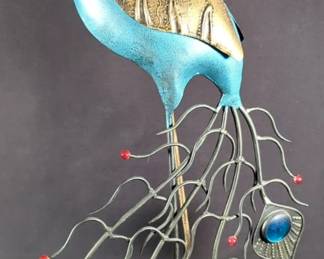 Metal 26" Peacock Sculpture