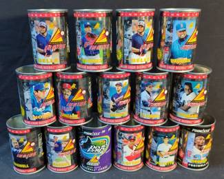 Pinnacle Major League Baseball Card Cans, Including Albert Belle, Ryan Klesco, Kenny Lofton, And More, Total Qty 15