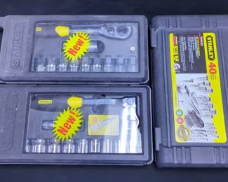 Stanley 40 Piece Socket Set With Hard Carrying Case, And Stanley 360 Degree Rotation Socket Sets, Qty 2, In Hard Carrying Case