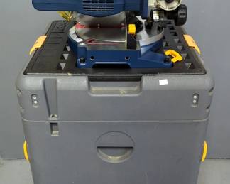 Ryobi Portable Tool Chest, 31" x 19.5" x 22", With Ryobi 8.25" Cordless Miter Saw, Model MS181, Untested, And 2 Slide Out Tool Drawers