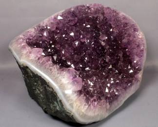 Natural Brazilian Amethyst Geode With Polished Edge, Weighs 23.15 Lbs, Measures 11" x 9" x 9"