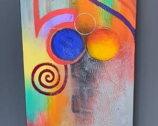 Bustamonte "Party Lines II" Modern Art on Canvas, 20" x 61"