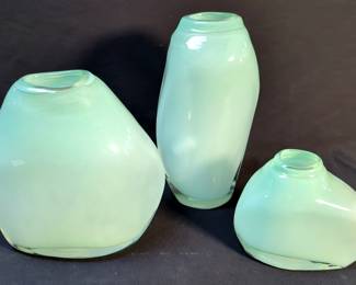 Matching Glass Vases, Qty 3, 11", 9", And 5.5"