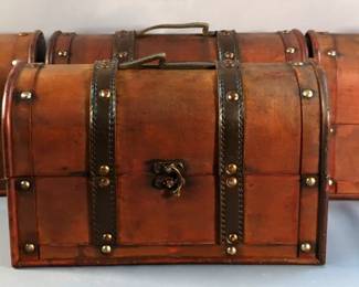 Decorative Wood Trinket Box With Hinged Lid, 7" x 12" x 6", Qty 4