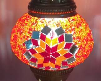Turkish 13" Mosaic Table Lamp, Powers On