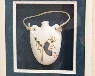 Teal White Shadow Box Of Native American Pottery