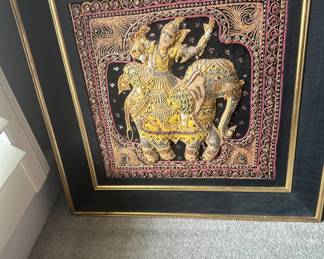 Framed Indian embroidered picture