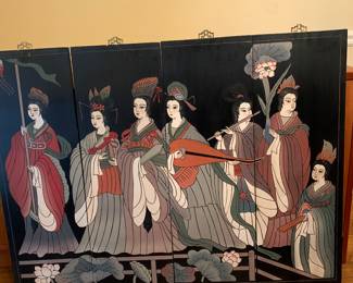 4 panel Coromandel wall hanging screen.  3'x4"